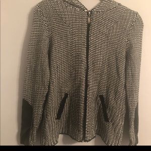 Cardigan knit zip up sweater with hood